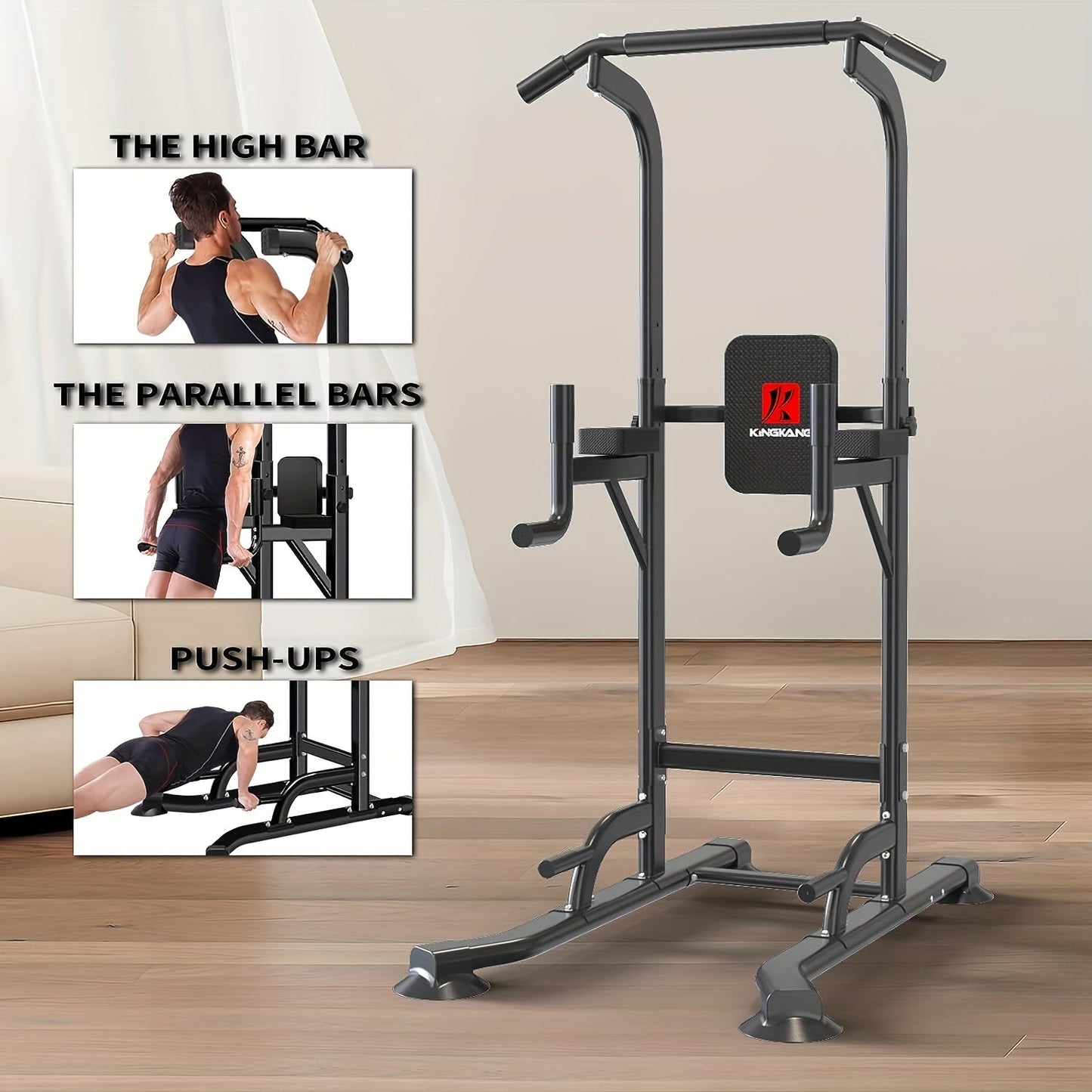 Freestanding Pull-Up Bar & Parallel Bar Station – Multifunctional Home Gym Equipment for Adults, Upper Body Strength Training, Dips Chin-Ups Push-Ups, Heavy Duty Single Parallel Bar Frame