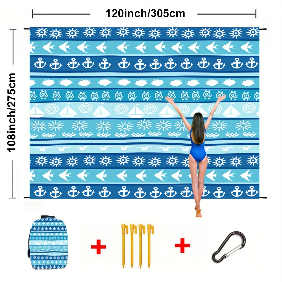 Sandproof Beach Blanket Oversized Up to 108x120 Inches – Quick Dry Lightweight Sand Free Mat for Beach Camping Picnic Travel, 8 Styles, Fits 2-10 Adults