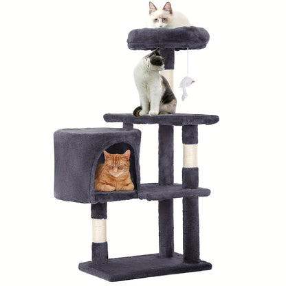 Multi-Level Cat Tree Tower with Scratching Post, Perches & Plush Apartments – Space-Saving Indoor Cat Climbing Frame & Activity Center, Heights 36–80 Inch, 6 Colors