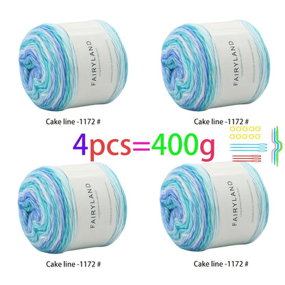 Colorful Yarn Thread & Weaving Accessories Kit 2/4pcs Cotton Acrylic Wool Blend with C-Type Buckle Weaving Needle Bow Twist Needle DIY Knitting Crochet Sweater Scarf Beginner Craft Set
