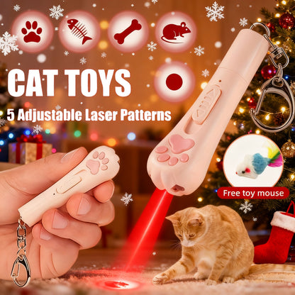 7-in-1 Interactive Cat Teaser Toy USB Rechargeable – 7 Play Modes for Indoor Cats & Dogs, Chasing Exercise Toy, Includes Free Bonus Mouse Toy, Great Christmas & Birthday Gift for Pets