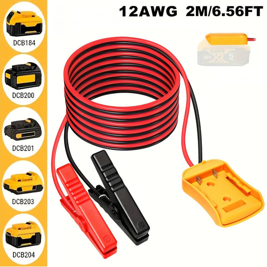 Car Jump Starter Cable with Adapter for DeWalt 18V/20V DCB Battery – Portable Car Battery Booster Cables, 0.98ft & 6.56ft, ABS Material, No Battery Required