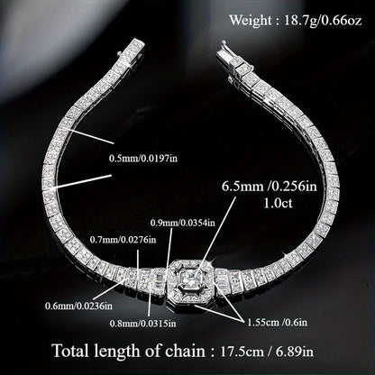 925 Sterling Silver Moissanite Bracelet for Women & Men – Sparkling Luxury Jewelry for Engagement, Wedding, Anniversary, Mother's Day, Holiday Gifts – Elegant Korean Style Daily Wear Bracelet (19.55G)