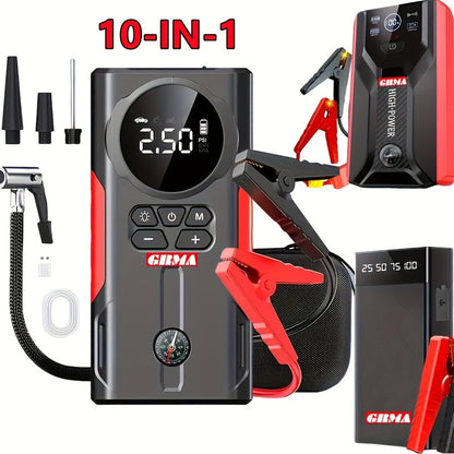 2000A Peak Portable Car Jump Starter Wireless Battery Booster – 12V Quick Start for Gas (8.0L) & Diesel (1.72 Gal) Engines with USB Input/Output, LED Emergency Light – Car Accessory & Emergency Tool