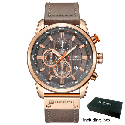 Men's Chronograph Sport Quartz Watch with Date Display – Stopwatch Wristwatch for Men 6 Colors Brown Blue Black Grey Casual Business Everyday Watch Gift