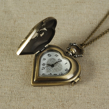 Silver Heart-Shaped Hollow Pendant Pocket Watch Necklace for Women - Elegant Quartz Locket Watch Stainless Steel Vintage Charm Jewelry, Perfect Mother's Day Valentine's & Birthday Gift