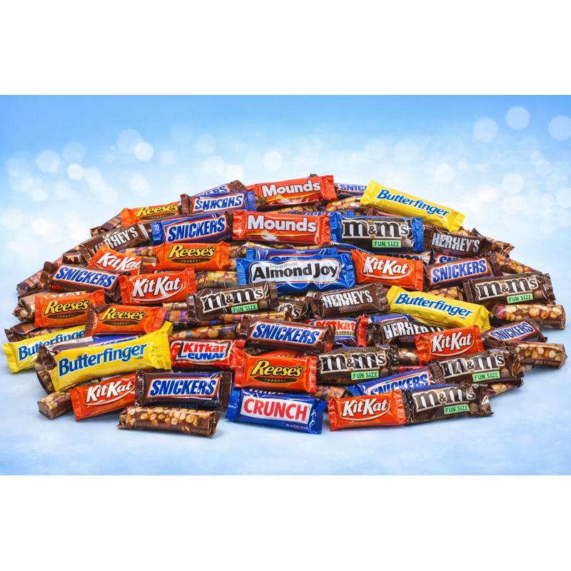 Bulk Assorted Chocolate Candy Mix Fun Size Individually Wrapped - Milk Chocolate Caramel Peanut Butter Variety Party Bag 1 lb 3 lb 6 lb