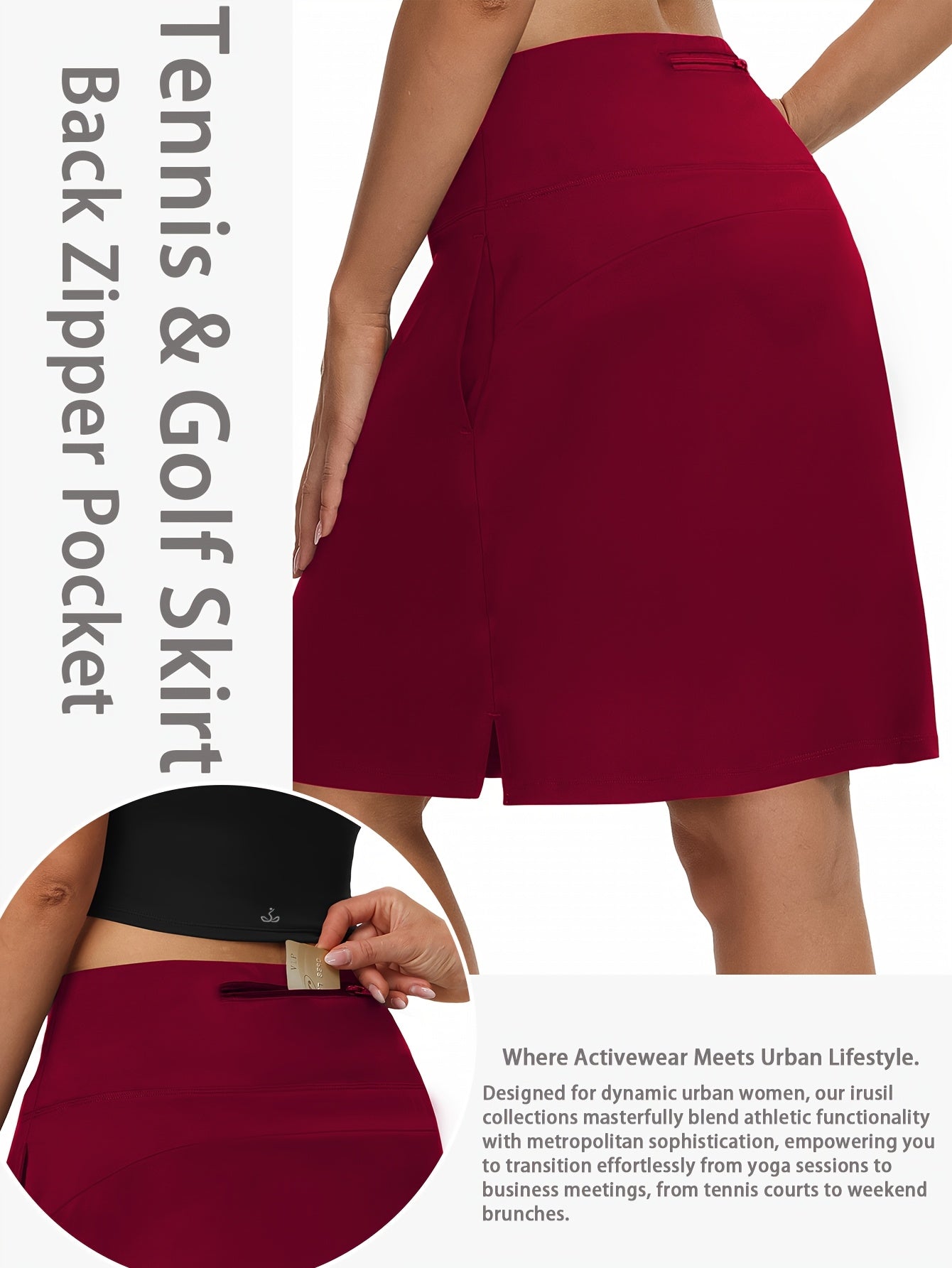 Women's 20-Inch Knee Length Skorts with 5 Pockets – High Waist Athletic Skirt with Built-In Shorts for Tennis, Golf & Pickleball, Long Activewear Skort, Sizes S-XXL, Multiple Colors