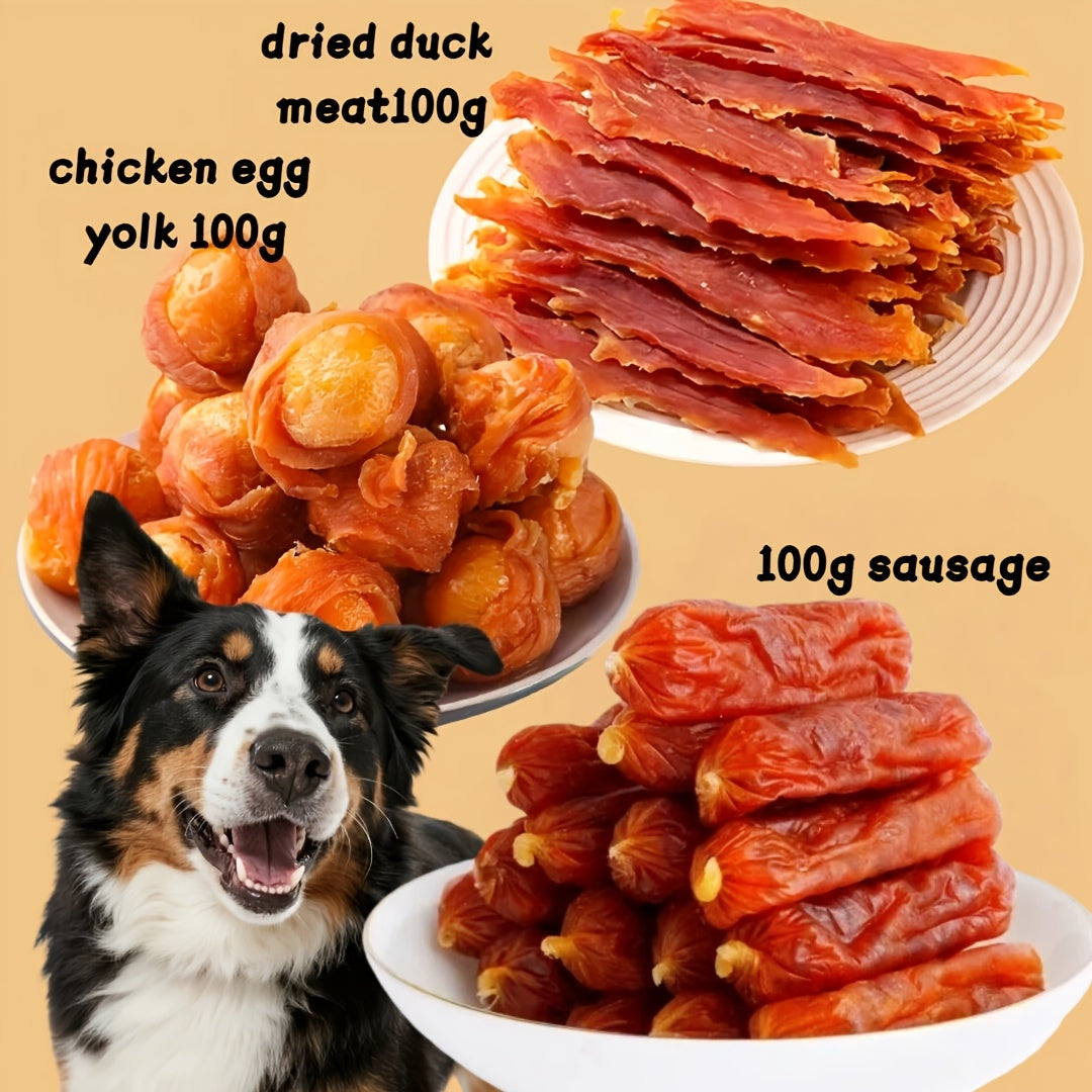 High Protein Dog Treats Chicken Duck Jerky Grain-Free Training Rewards Sausage Dental Health Low Fat Easily Digestible Medium Large Breeds Gift Box Multi-Flavor Sets