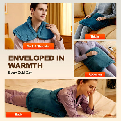 Graphene Heating Pad for Neck Shoulders Back – 130W Weighted Deep Heat 22"x18" 6 Settings Auto Shut-Off Timer Machine Washable Electric Pad