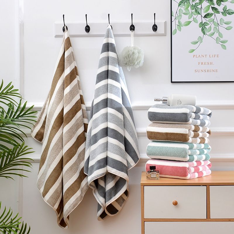 Striped Bath Towel Set Absorbent Quick-Dry Super Soft Skin-Friendly 27.6x55.1 Inch for Home Bathroom Beach – Available in 1 or 4 Pack Multiple Colors
