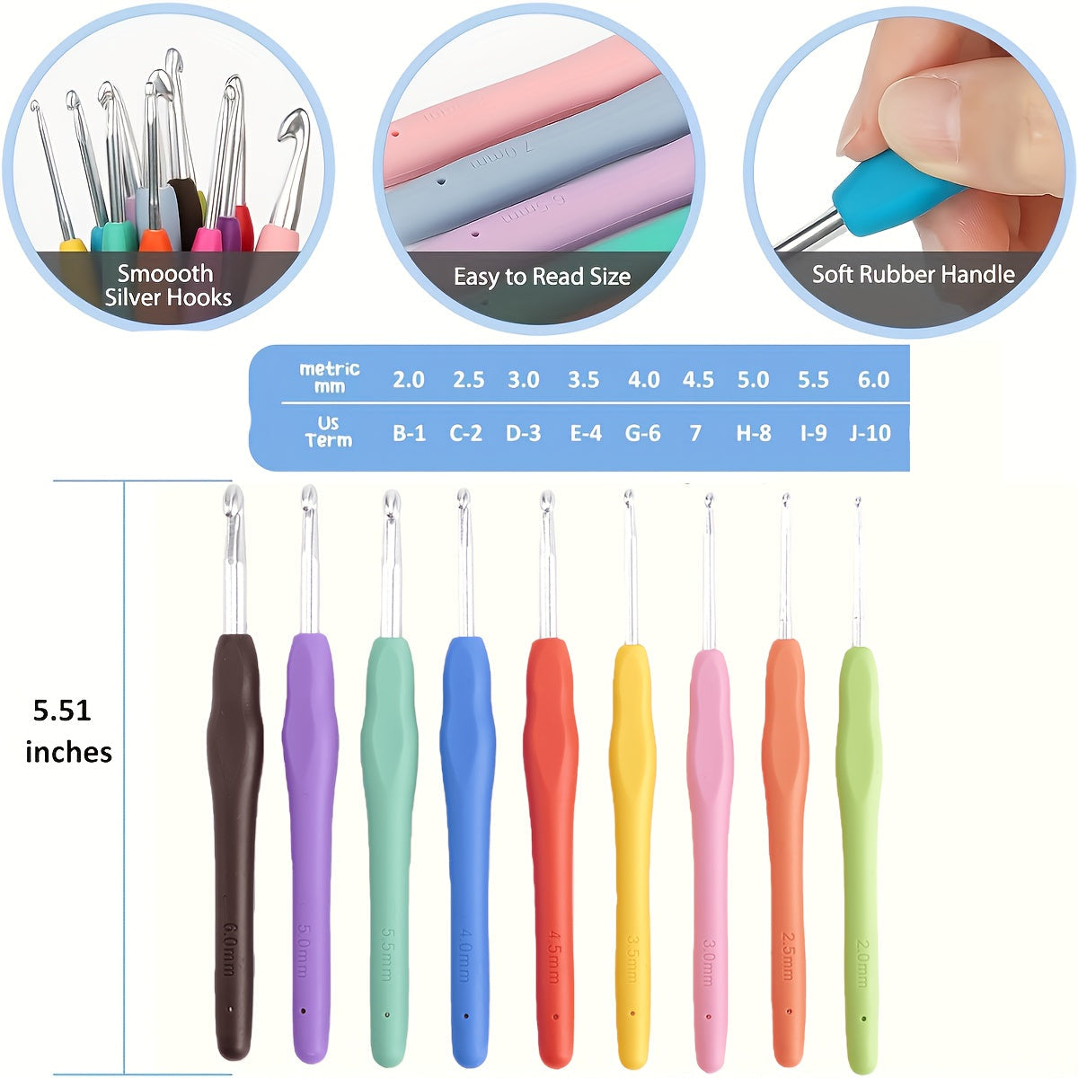 67pcs Complete Crochet Starter Kit for Beginners and Adults - All-in-One Set with 5 Skeins of Yarn, 9 Ergonomic Soft-Grip Hooks 2mm to 6mm, 8 Fine Hooks, Full Accessories and Portable Printed Bag, Perfect DIY Craft Gift for Women and Teens