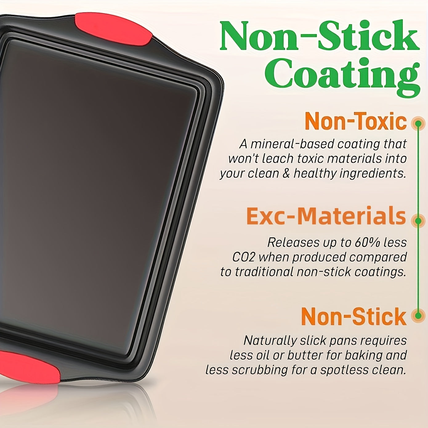 Carbon Steel Nonstick Baking Pan Set 3/9 Pcs – Commercial Grade Oven Safe Bakeware with Red Silicone Handles, Non-stick Inside & Outside, Restaurant Quality Kitchen Cookware for Home Baking