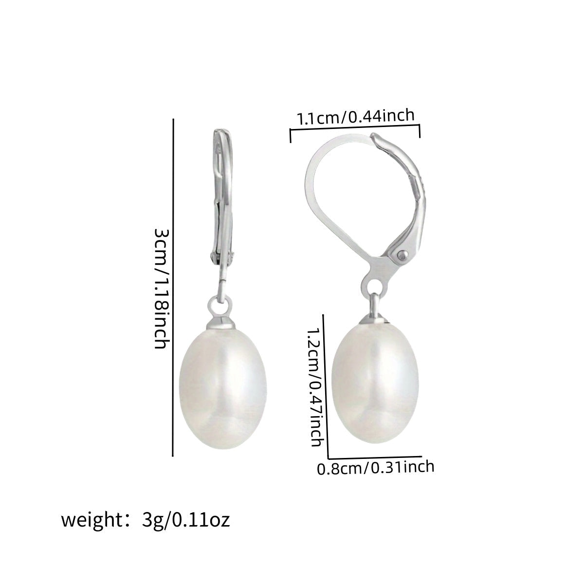 925 Sterling Silver Freshwater Pearl Drop Earrings Elegant French Style Dangle with Lobster Clasp for Women Wedding Bridal Gift Valentine's Day
