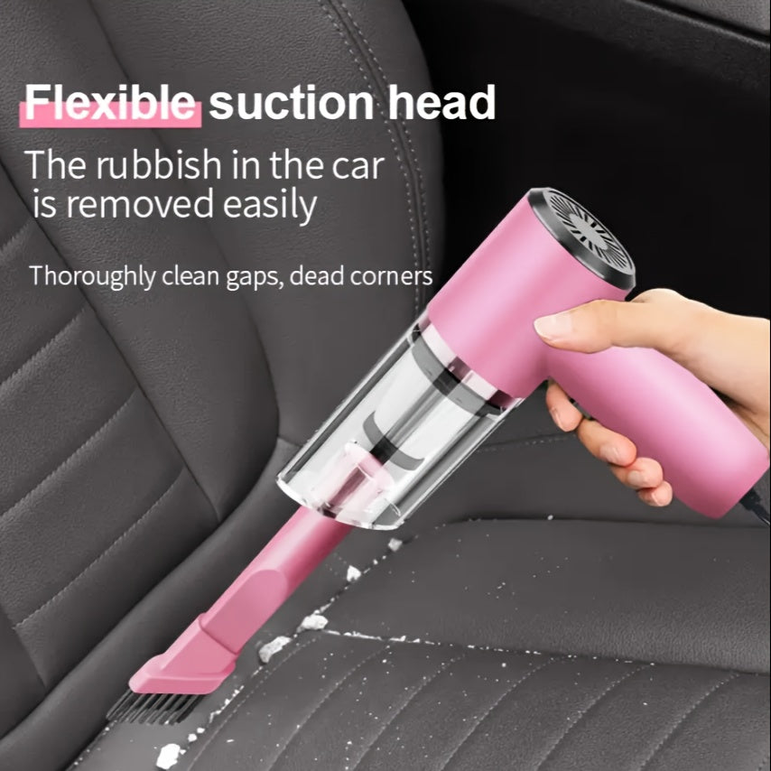 12V Handheld Car Vacuum Cleaner, Powerful Wired Portable Car Vacuum for Pet Hair & Dust Removal, Silent Motor, Accessories Kit Included, Compact Design for Car Interior Cleaning – Pink