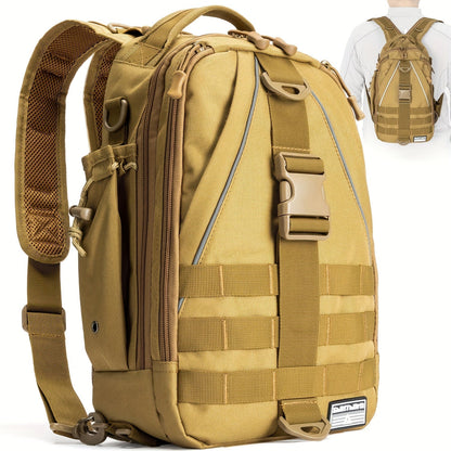Fishing Backpack Tackle Sling Bag with Rod Holder – Waterproof Hiking Daypack Fly Fishing Bag for Men Women, Tackle Box Storage, Gift for Fisherman Dad