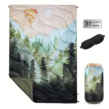 Outdoor Puffy Camping Blanket 55x79 Inch Lightweight Down Alternative Ultra Warm Hammock Top Quilt – Printed Camping Blanket for Traveling, Picnic, Beach Party & Cold Weather | 140x200cm