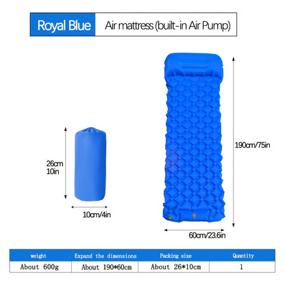 Self-Inflating Sleeping Pad Ultralight Nylon TPU Camping Mat, Built-In Pump Single & Double Person Options, Compact Portable Sleeping Mat for Camping Hiking Backpacking Travel Picnic, Orange & Blue