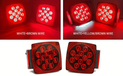 12V LED Trailer Lights Kit Stop Tail Turn Signal License Plate Light for Trailers Under 80" - Square Trailer Tail Lights for Boat Trailer Truck RV Camper Marine with Wiring Options