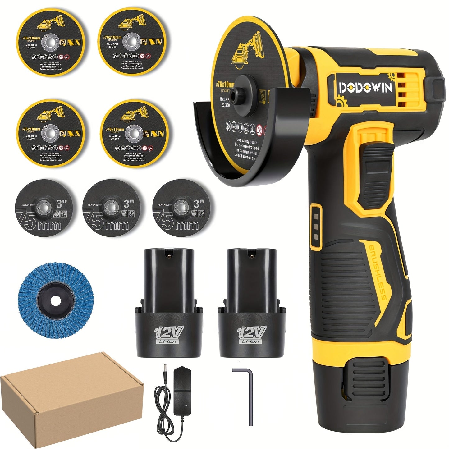 Mini Cordless Angle Grinder 19500 RPM Lithium Battery – Electric Grinding & Polishing Tool for Metal, Wood, Stone & Concrete, Precision Cutting Machine with 1 or 2 Batteries Included, Gift for Men