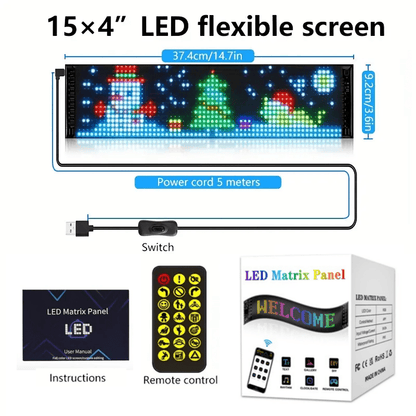 LED Scrolling Sign App Programmable – Animated Text Display Board, USB Powered, Car Charger Included, Multiple Sizes, Perfect for Bar, Party, Car, Christmas, New Year & Birthday Decorations