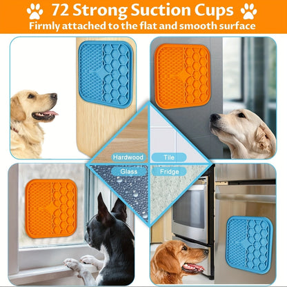 Licking Mat for Dogs & Cats with Suction Cup – Slow Feeder Pad for Bath Time, Boredom & Anxiety Relief, Peanut Butter Treat Lick Mat, Available in 1, 2 & 4-Pack