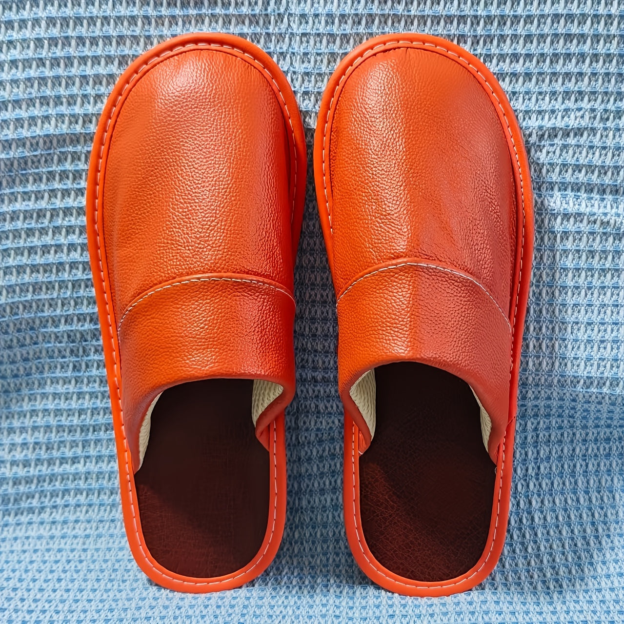 Wide Width Genuine Leather Slippers Indoor Non-Slip Oversized Slides for Men and Women All Seasons Casual House Shoes Black Grey Brown Navy Burgundy Red Purple Orange US 5.5-14