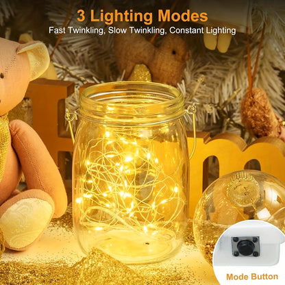 LED Fairy Lights Battery Operated 30/100 Pack – 6.5ft 20 LED Silver Wire Firefly String Lights for Wedding, Christmas, Halloween, Bedroom, Party Table Centerpieces & DIY Crafts Decor