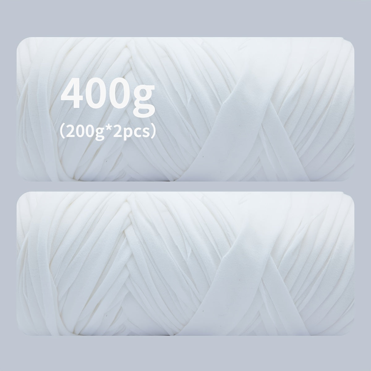 T-Shirt Fabric Yarn 400g (2 x 200g) Chunky Cotton Blend in 49 Colors – Soft Thick Yarn for Crochet Baskets, Bags, Rugs, Macrame & Knitting Projects – Beginner-Friendly Craft Yarn