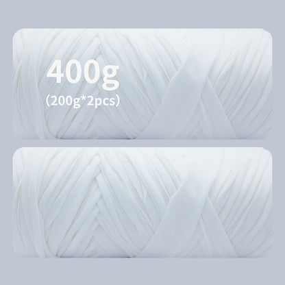 T-Shirt Fabric Yarn 400g (2 x 200g) Chunky Cotton Blend in 49 Colors – Soft Thick Yarn for Crochet Baskets, Bags, Rugs, Macrame & Knitting Projects – Beginner-Friendly Craft Yarn