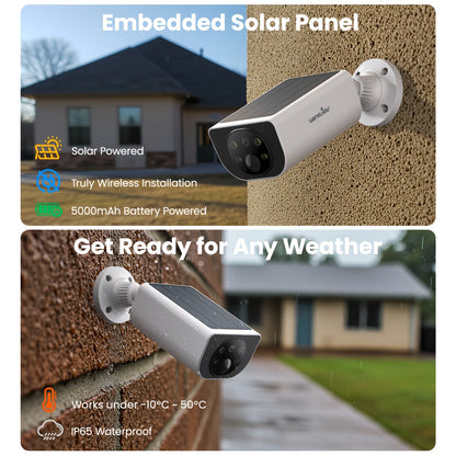 Wansview Solar Security Camera Outdoor Wireless 2K HD – Color & Infrared Night Vision, PIR AI Motion Detection, Two-Way Audio, IP65, SD Card & Cloud Storage, Alexa & Google Home Compatible, 1-4 Pack