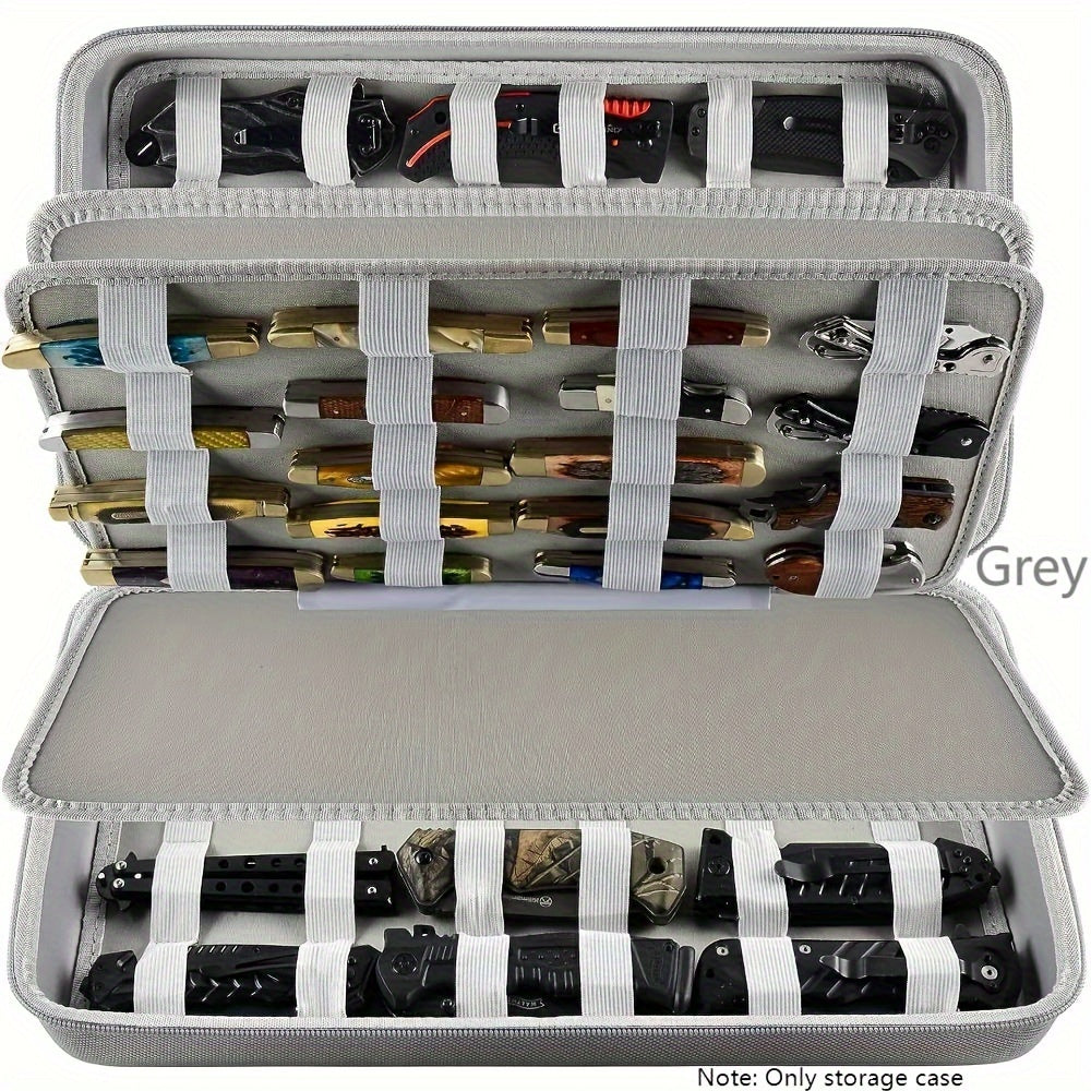 Knife Display Case 88 Slots Large Capacity Pocket Knife Storage Organizer for 66+ Folding Knives, Hard EVA Shell with Elastic Bands, 4 Slot Sizes, Smooth Zipper, Portable Carry Handle – EDC Knife Collector Case