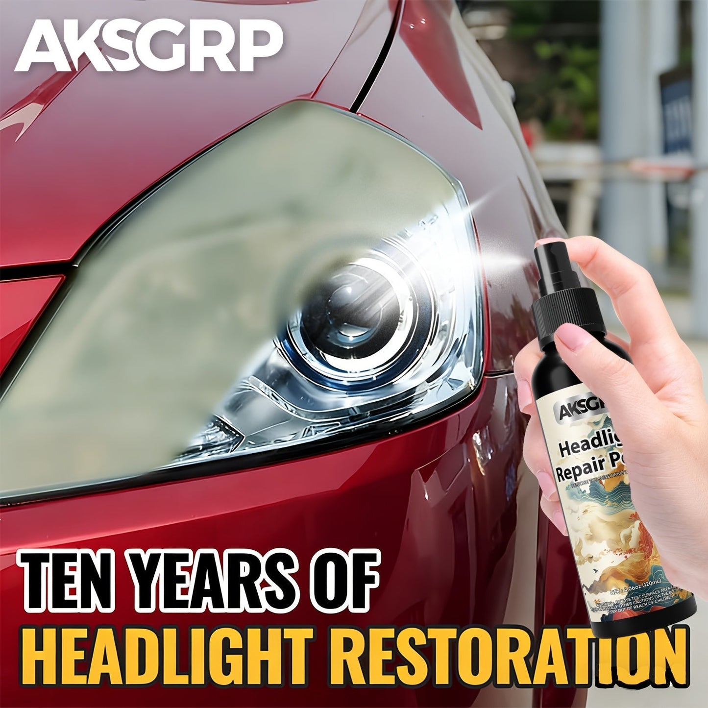 Headlight Restoration Polish Kit – Anti-Yellowing Crystal Clear Formula for Cloudy Headlights, Taillights & Fog Lamps, Multi-Use Auto Light Restorer, 30ml / 50ml / 120ml