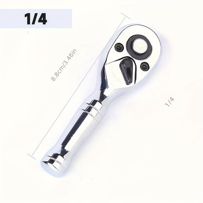 72-Tooth Quick Ratchet Wrench Set Compact Dual-Direction Short Handle Socket Wrench for Auto Repair – 3 Drive Sizes 1/4" 3/8" 1/2" – Fast Release Ratchet Handle Tool for Car Truck Mechanic