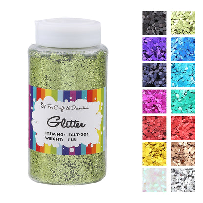 1lb Craft Glitter Powder in 19 Colors – Fine, Ultra Fine & Chunky Glitter with Shaker Top for Tumblers, Resin, Scrapbooking & DIY Crafts, Bulk Glitter for Kids & Adults