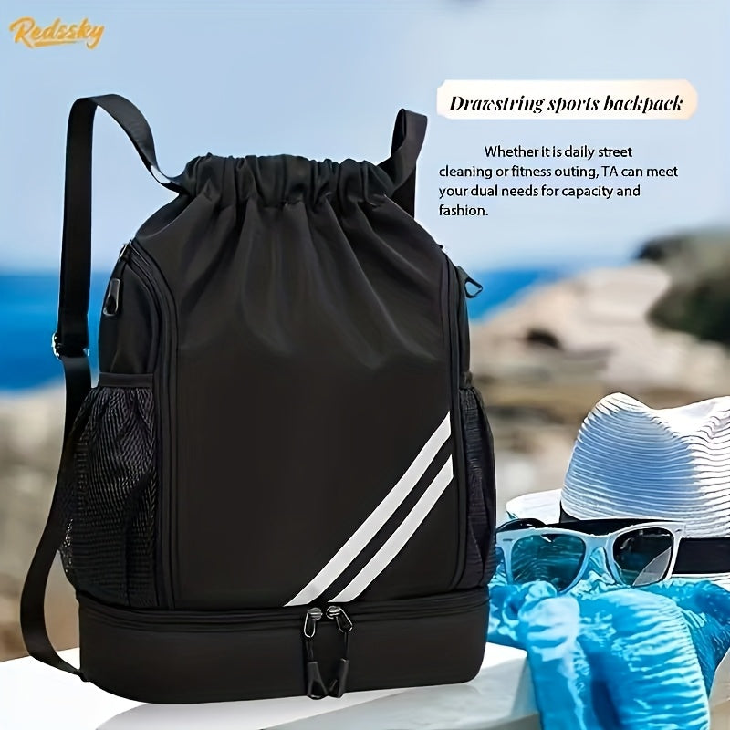 Lightweight Sports Drawstring Backpack for Men & Women | Gym Bag for Basketball Yoga Fitness | Spacious Polyester Shoulder Bag with Drawstring Closure & Inner Pouch | 6 Colors