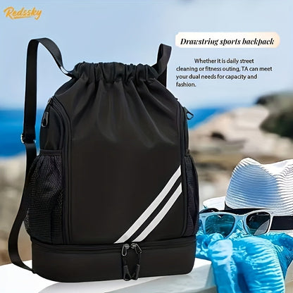 Lightweight Sports Drawstring Backpack for Men & Women | Gym Bag for Basketball Yoga Fitness | Spacious Polyester Shoulder Bag with Drawstring Closure & Inner Pouch | 6 Colors