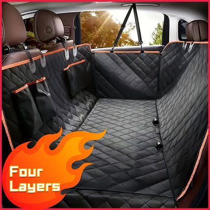 Dog Car Seat Cover Pet Hammock 600D – Waterproof Scratch-Proof Rear Seat Protector with 4 Side Pockets & Non-Slip Backing, Fits Cars, Trucks & SUVs, Universal Fit for All Dog Breeds