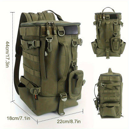 Lightweight Fishing Backpack 2-Piece Set Waterproof Nylon Angler Daypack with Scissors Pouch Zipper Tackle Organizer for Outdoor Hiking Travel Black Army Green Khaki