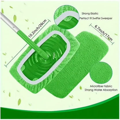 15-Pack Reusable Microfiber Mop Pads Compatible with Swiffer Sweeper – Dry Sweeping & Wet Mopping Cloths for Floor Cleaning, Washable & Reusable Replacement Pads 9.84–11.02 Inch (Mop Not Included)