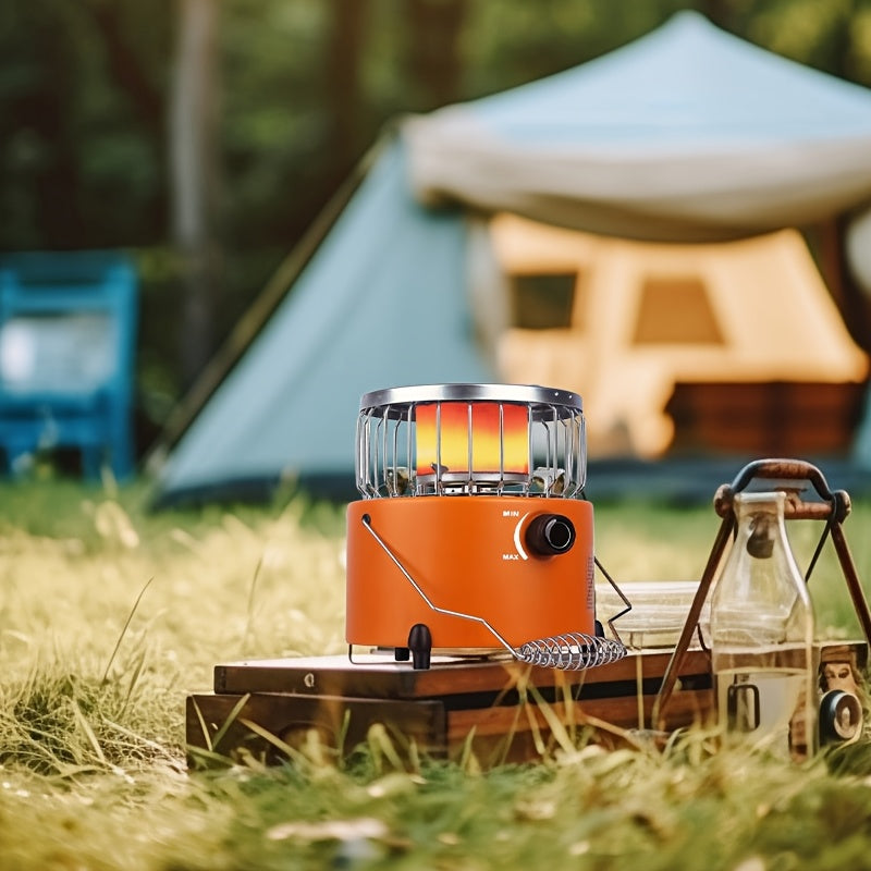 9000 BTU 2-in-1 Propane Camping Stove & Heater with Gas Hose & MAPP Converter – Adjustable Flame Portable Indoor Outdoor Gas Burner, Stainless Steel, 10.7x7 Inch Compact Design for Camping Cooking & Emergency Use