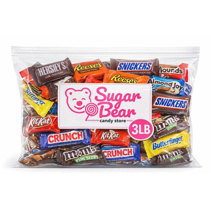 Bulk Assorted Chocolate Candy Mix Fun Size Individually Wrapped - Milk Chocolate Caramel Peanut Butter Variety Party Bag 1 lb 3 lb 6 lb