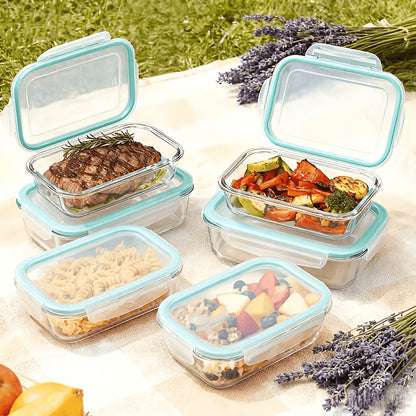 Glass Food Storage Containers Set with Lids – 24 or 16 Piece Airtight Meal Prep Containers, Microwave Oven Freezer Safe, BPA-Free, Perfect for Salads Fruits Vegetables Lunch Box Picnic