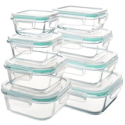 Glass Food Storage Containers Set with Lids – 24 or 16 Piece Airtight Meal Prep Containers, Microwave Oven Freezer Safe, BPA-Free, Perfect for Salads Fruits Vegetables Lunch Box Picnic