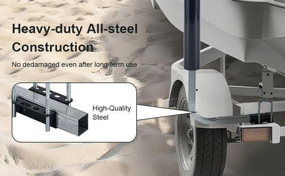 Adjustable Boat Trailer Guide Poles 31"-60" L-Shaped Galvanized Stainless Steel with Black PVC Pipes - Trailer Guide Ons for Ski Boat, Fishing Boat & Sailboat Trailer