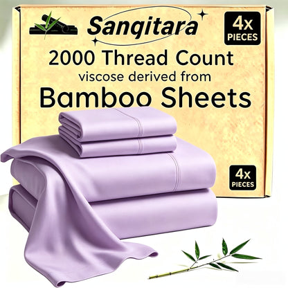 Cooling Bed Sheet Sets Bamboo Blend King Queen Full Twin – Ultra-Soft Deep Pocket Fitted Sheet for Hot Sleepers, Breathable Moisture-Wicking Lightweight Bedding White Black Apricot Gray Navy Purple