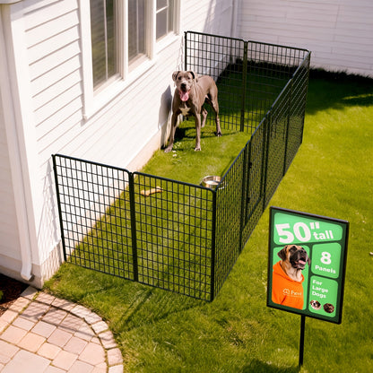 FXW Dog Playpen Heavy Duty Metal Pet Fence with Gate – 8/16/24/32/48 Panels, 24/32/40 Inch Height, Indoor & Outdoor Exercise Pen for Large Medium Small Dogs, Portable Yard Garden RV Camping Enclosure
