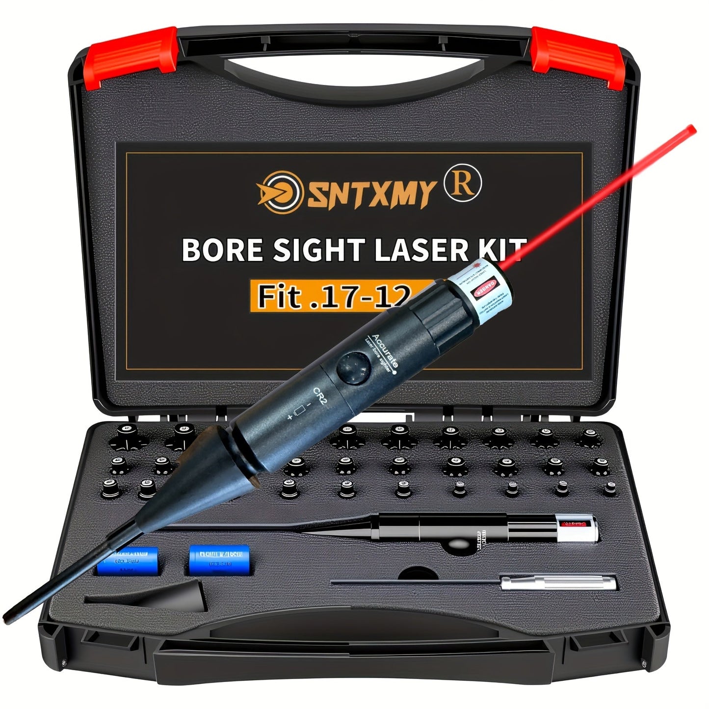 Bore Sight Laser Kit Red Green Boresighter with 8 or 32 Adapters Universal Multi-Caliber 0.17 Cal to 12GA for Rifle Pistol Shotgun - Tactical Gun Zeroing Tool