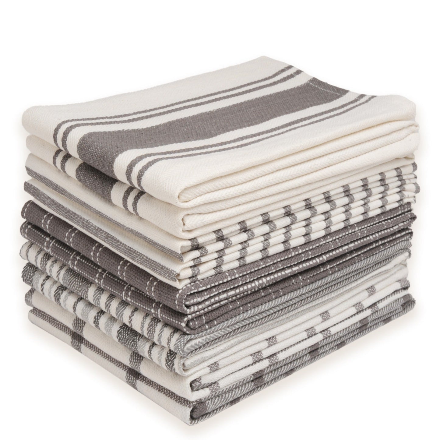 Cotton Kitchen Towels 10 Pack Flat Weave – 100% Cotton Absorbent Quick-Dry Dish Towels for Cooking Cleaning Drying, Lint-Free Reusable Cloth Towels Blue Sage Teal Black Olive Gray Yellow Red Beige