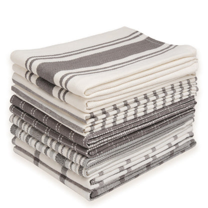 Cotton Kitchen Towels 10 Pack Flat Weave – 100% Cotton Absorbent Quick-Dry Dish Towels for Cooking Cleaning Drying, Lint-Free Reusable Cloth Towels Blue Sage Teal Black Olive Gray Yellow Red Beige